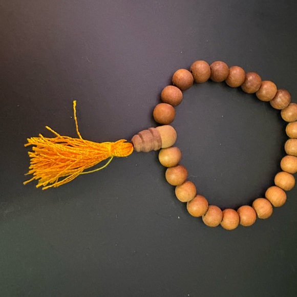Wooden Bead Bracelet with Yellow Tassel - Picture 1 of 4